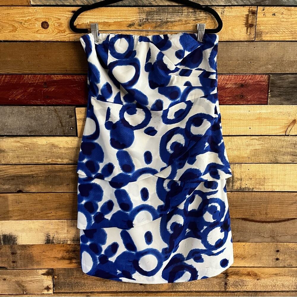 Outback Red‎ Blue And White Strapless Dress Size 10